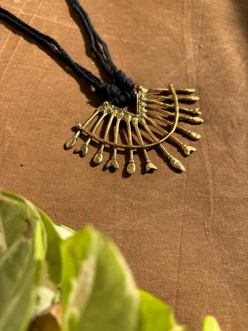 Black Tribal Tikon Long Dhokra Necklace